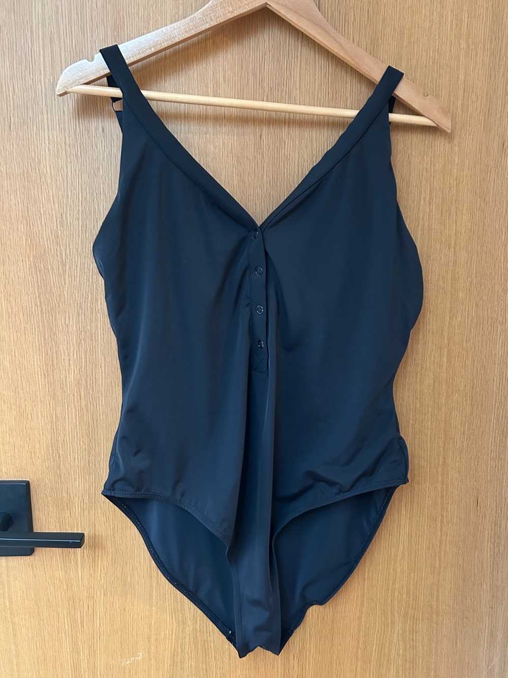 Andie Ipanema One Piece Swimsuit Black XL Plunge Snap Front Adjustable Strap